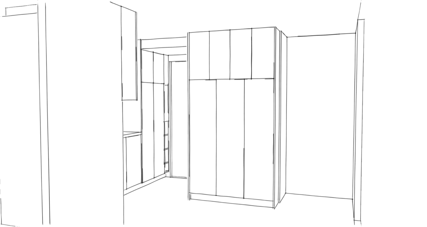 OldDesign - croquis buanderie meuble 7 portes - détail